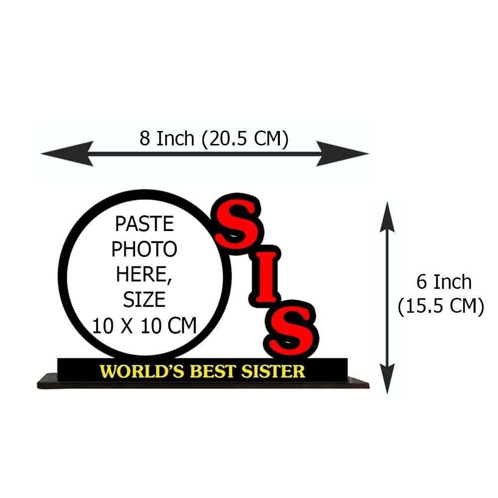 GIFT JAIPUR SIS Round Small One Photo Table top Wooden Photo Frame 8 X 6 inch - DIY Birthday Rakhi Rakshabandhan Bhaidooj Return